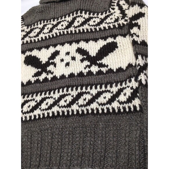 American Eagle Sweater Chowichan Style Chunky Knit Wool Cowl Shawl Collar Mens L - Picture 9 of 11